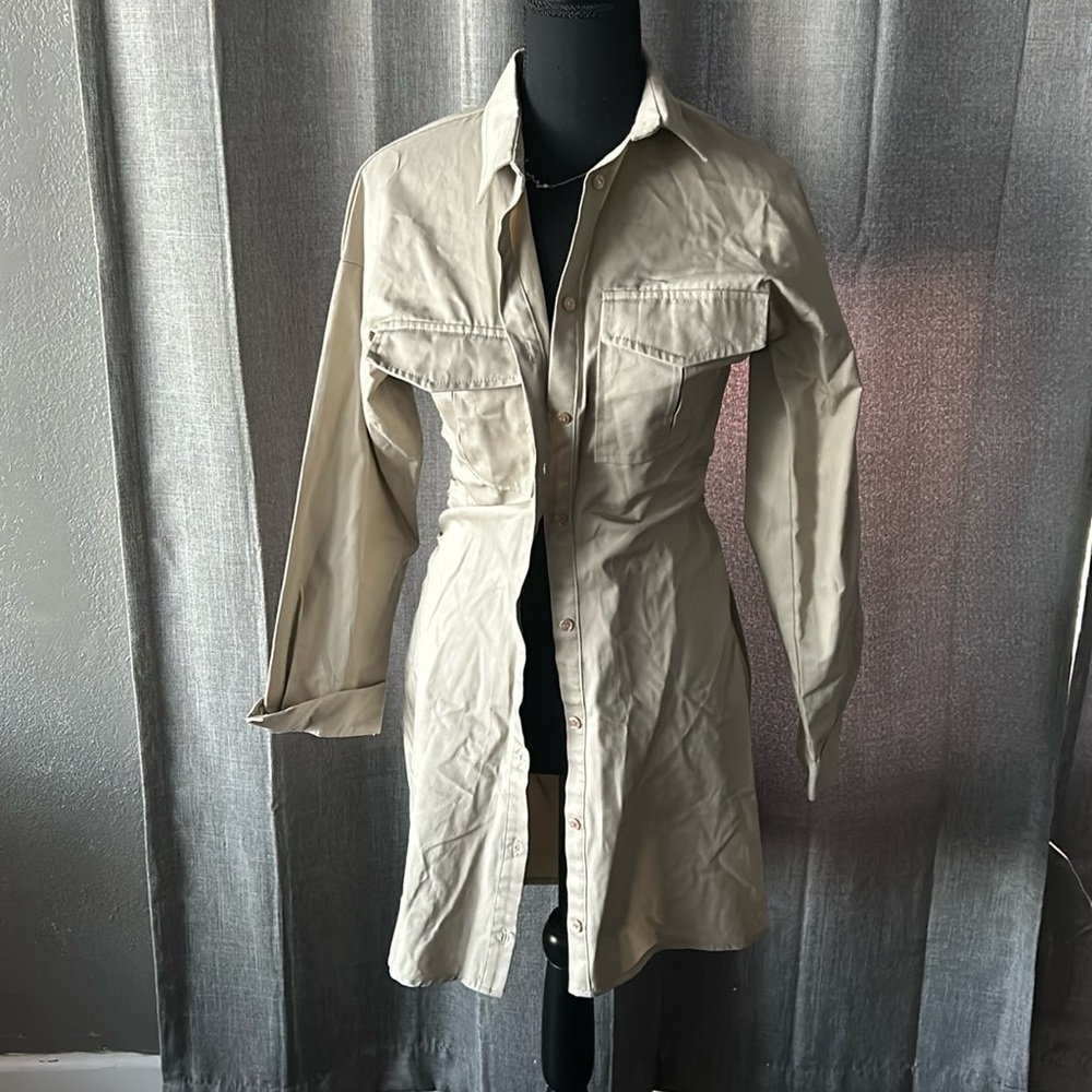Tan ASOS Design Button Up Dress